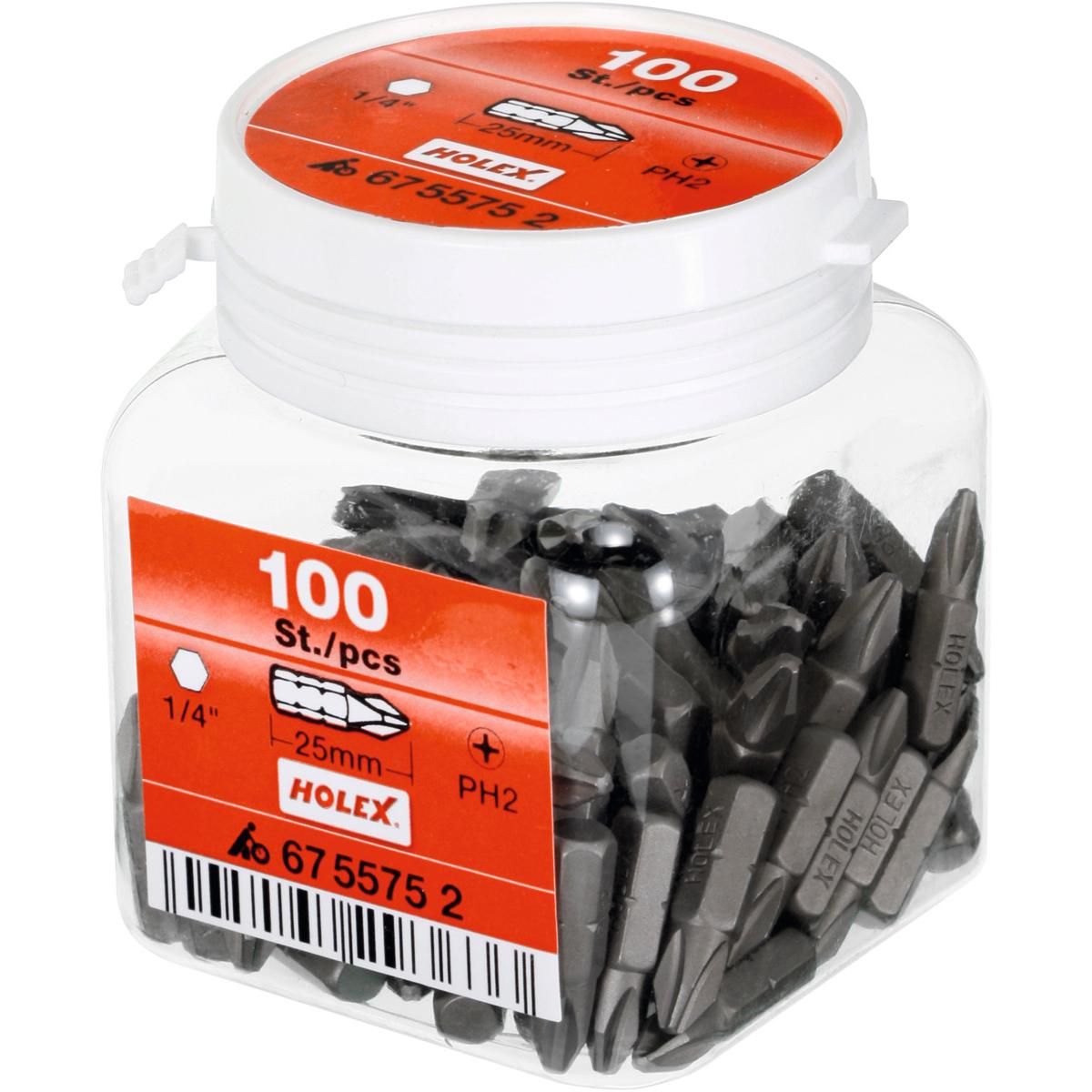 BỘ 100 ĐẦU BITS PHILLIPS PH2 CHUÔI 1/4 C 6,3 DÀI 25MM HOLEX 675575 BỘ 100 ĐẦU BITS PHILLIPS PH2 CHUÔI 1/4 C 6,3 DÀI 25MM HOLEX 675575